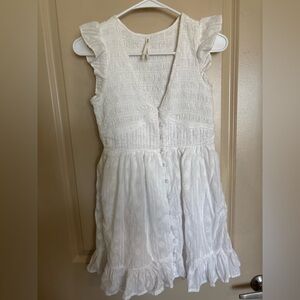 Anthropologie White Kids Dress with Ruffle Sleeves